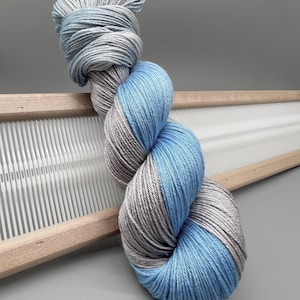 Grit ~ sock / fingering - hand dyed yarn - blue / gray yarn - silk blend - wool - yarn - Knit gift - ready to ship