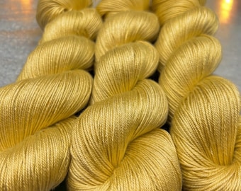 Gold Leaf - hand dyed yarn - silk yarn - lace / sock / fingering / dk - gold yarn - silk - made to order - yellow - yarn