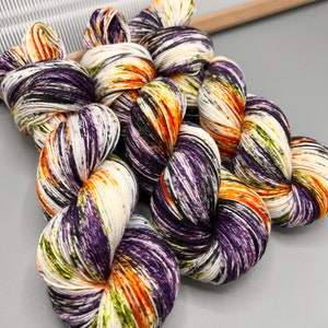 Toil & Trouble ~ hand dyed yarn - lace / sock / fingering / sport / dk / worsted / aran / bulky / super bulky - Halloween yarn - purple yarn