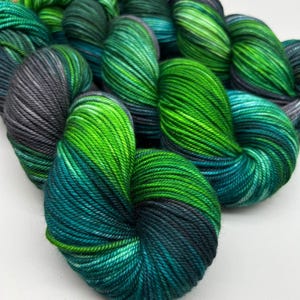 Everglades ~ hand dyed yarn - sport - yarn - green and gray yarn - ready to ship - 100% superwash merino wool