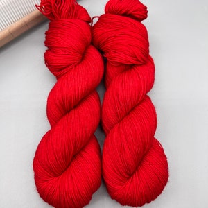 Really red - Ready to ship - sock / fingering - superwash merino wool - hand dyed yarn - knit gift - ready to ship - red yarn