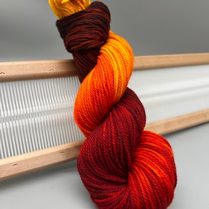 Scorch - Ready to ship - aran weight - superwash merino wool - hand dyed yarn - knit gift - yarn -