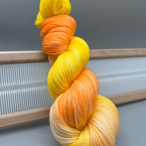 Sunbeam - yellow / orange yarn - Ready to ship- lace yarn - silk blend - hand dyed yarn - knit gift - lace weight - yarn
