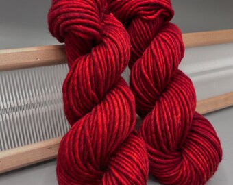 Merlot - Ready to ship - super bulky - single ply - superwash merino wool - hand dyed yarn - knit gift - red yarn