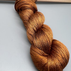 Copper Coins ~ hand dyed yarn - pure mulberry silk - lace weight - copper / orange / brown yarn - ready to ship - silk yarn - yarn