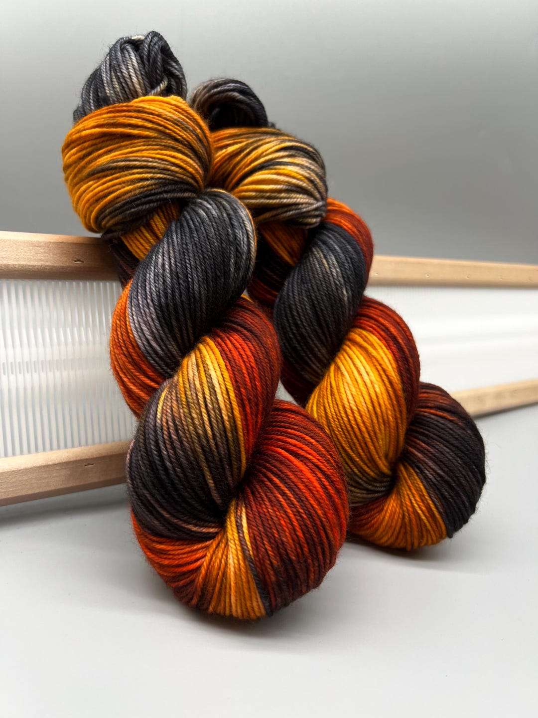 Inferno Hand Dyed Yarn: Variegated Rust, Yellow, Gray - Etsy