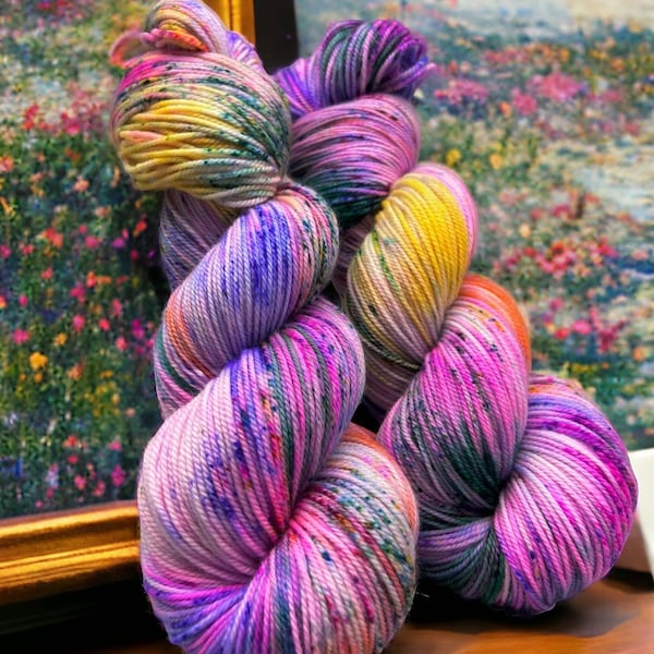 Monette Hand Dyed Yarn: Pastel Spring Speckles