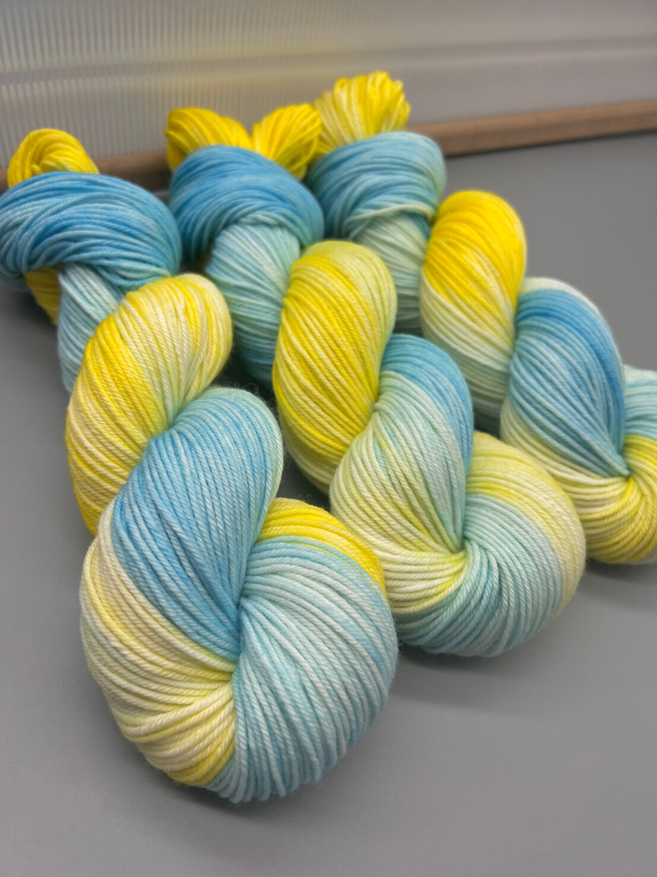  3x60g Yellow+White+Blue Yarn for Crocheting and