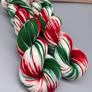 Candy Cane ~ Hand dyed yarn - lace / sock / fingering / sport / dk / worsted / aran / bulky / super bulky - yarn - knit gift - Christmas