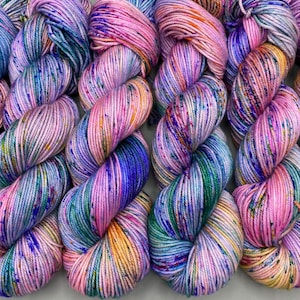 Monet washes of pastel colors speckled with spring flower colors hand dyed yarn available in any weight image 2