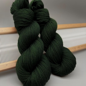 Hand Dyed DK Superwash Merino Wool Yarn - Pine Green Tonal
