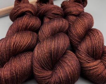 Burnished Bronze - hand dyed yarn - silk yarn - lace / sock / fingering / sport / dk - yarn - silk - brown yarn - knitting - crochet - gift