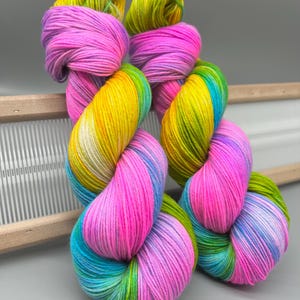 Watercolors ~ hand dyed yarn - sock / fingering - rainbow yarn - superwash merino wool / bamboo blend - ready to ship
