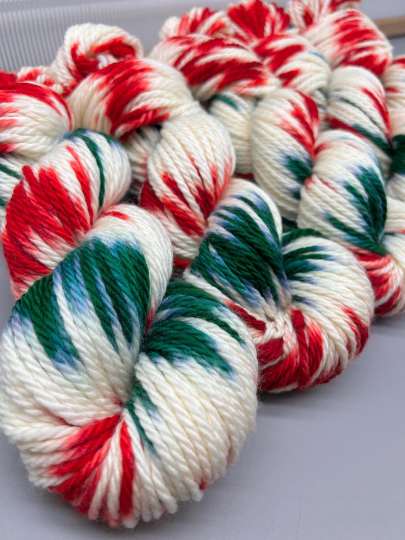 Candy Cane - Ready to Ship - Bulky Yarn - Superwash Merino Wool - Hand ...