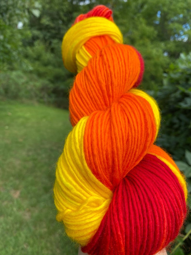 Hand-dyed Flaming Hot Rod Superwash Wool Yarn, Fire Gradient Skein - Etsy