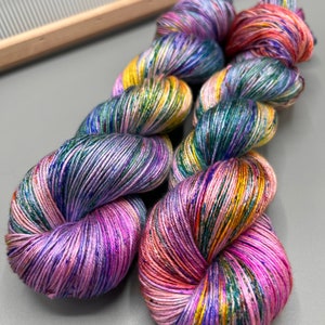 Monet washes of pastel colors speckled with spring flower colors hand dyed yarn available in any weight image 6