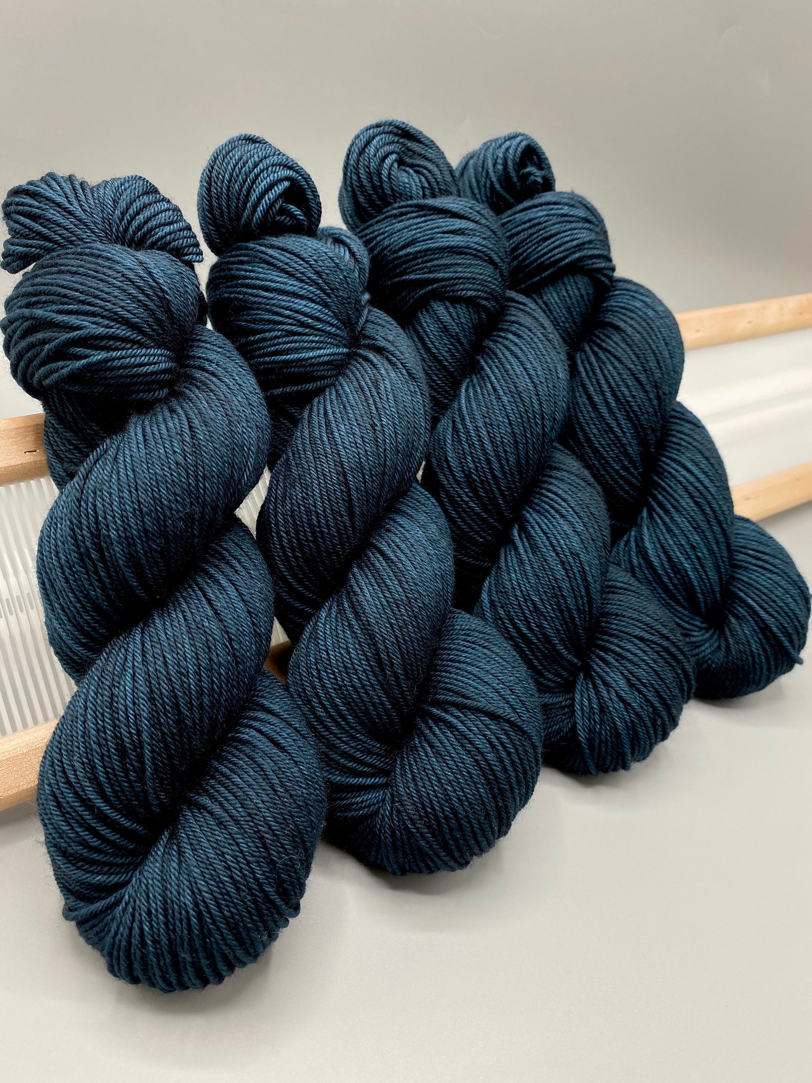 Dark Ocean Blue yarn hand dyed yarn dk knit gift 75 | Etsy