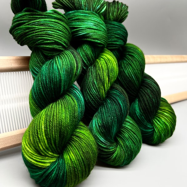 Forest Canopy Hand-Dyed Yarn: Green Superwash Merino Wool