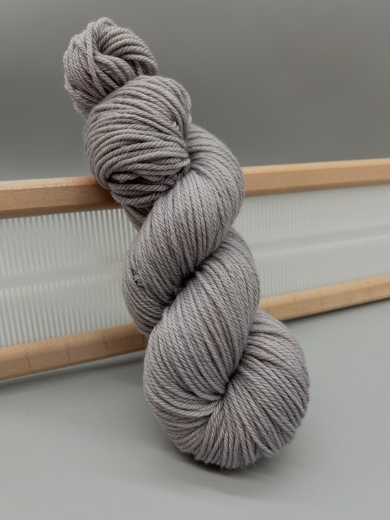 Silver Hand Dyed Yarn Worsted Gray Yarn Ready to Ship Superwash Merino Wool  