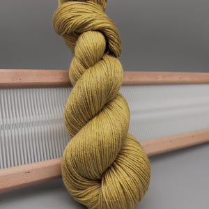 Pale Gold - hand dyed yarn - Superwash Merino wool - silk blend - sock / fingering- gold yarn - silk - ready to ship - yellow - yarn