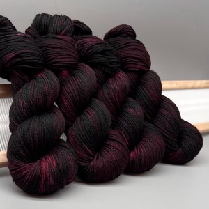Dark Blackberry Bramble - Ready to ship - worsted - superwash merino wool - hand dyed yarn - knit gift -  red yarn