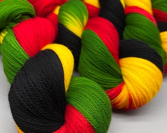 Sab~ hand dyed yarn - lace / sock / fingering / sport / dk / worsted / aran / bulky / super bulky - superwash - green / black / red / yellow