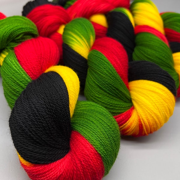 Sab~ hand dyed yarn - lace / sock / fingering / sport / dk / worsted / aran / bulky / super bulky - superwash - green / black / red / yellow