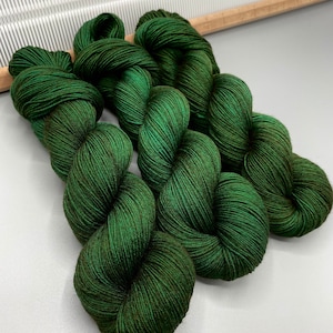Mossy Green Hand Dyed Yarn: Superwash Merino Wool