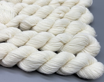Creamy White Hand Dyed Yarn: Superwash Wool Mini Skein (20g)