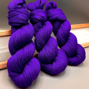 Very Violet Hand Dyed Yarn: Superwash Merino Wool
