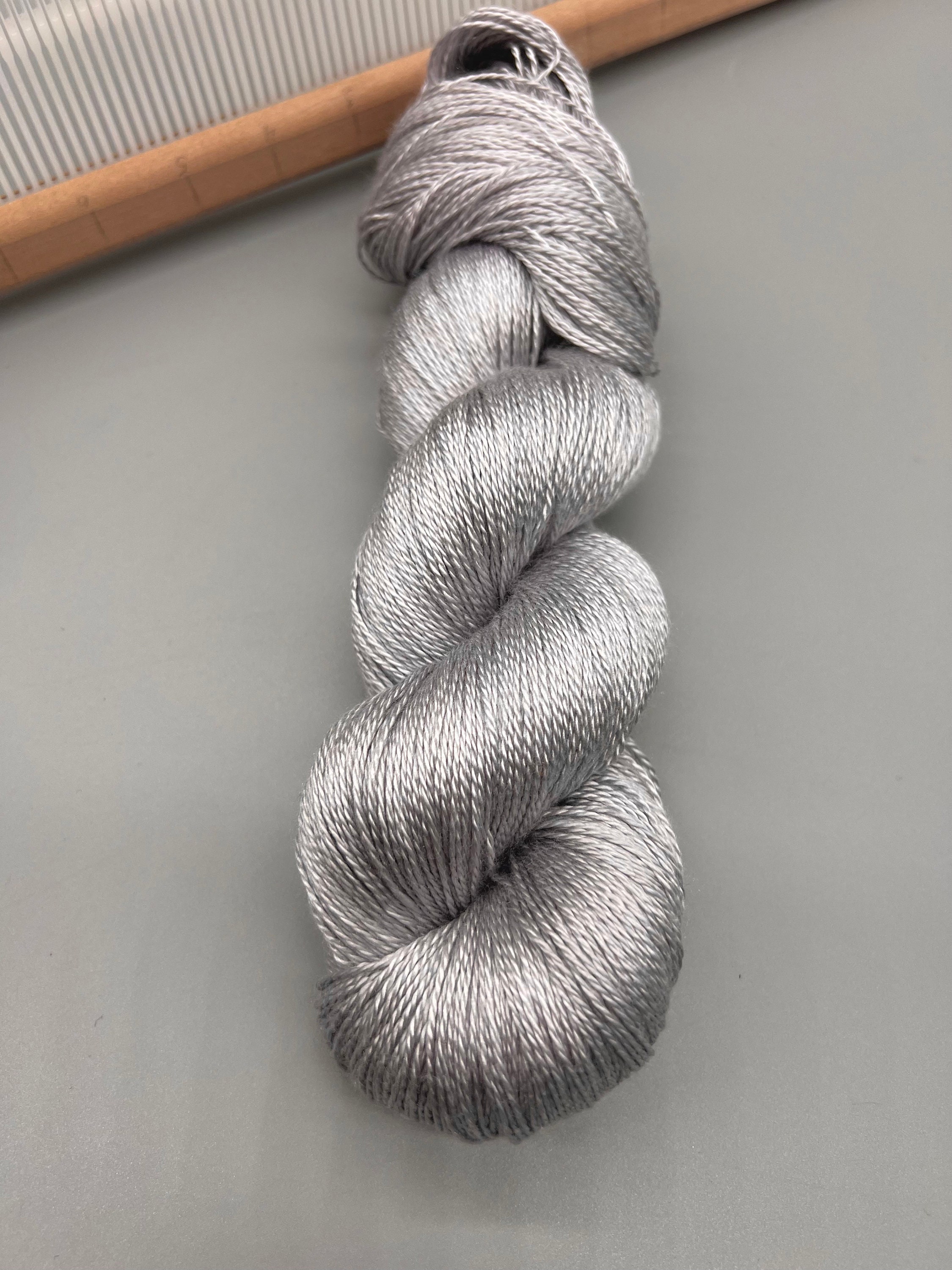 Platinum Silver Hand Dyed Yarn Silk Yarn Lace / Sock / Fingering / Dk Gray  Yarn Silk Made to Order Silver Yarn Yarn 