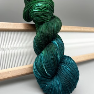 Fae Realm ~ hand dyed yarn - sock / fingering - yarn - green and gray yarn - ready to ship - superwash merino wool