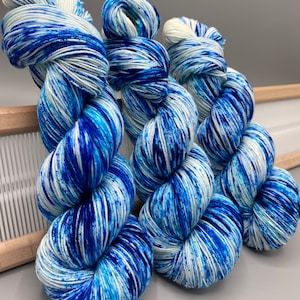 Ice Storm - Hand dyed yarn - lace / sock / fingering / sport / dk / worsted / aran / bulky - speckled - blue - white - knit gift - yarn