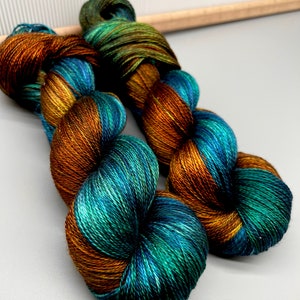 Shoreline - hand dyed yarn - teal yarn - lace / sock / fingering / sport / dk / worsted / aran - superwash - blue - brown - yarn