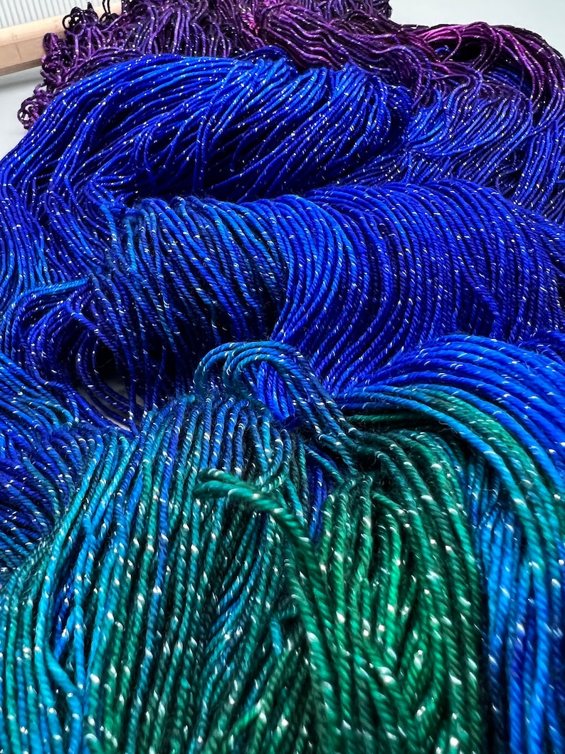 Nebula hand dyed yarn lace / sock / fingering / sport / dk / worsted / aran / bulky yarn / super bulky blue / purple yarn variegated image 6