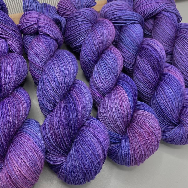 Hyacinth - Ready to ship - sock / fingering - superwash merino wool - hand dyed yarn - knit gift - blue yarn / purple yarn