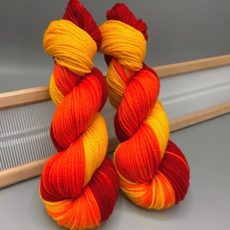Hand-dyed Flaming Hot Rod Superwash Wool Yarn, Fire Gradient Skein - Etsy