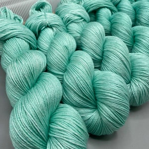 Ocean Pearl Hand Dyed Silk Yarn: Teal Blue Lace Weight