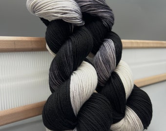 Moonshadow ~ hand dyed yarn - lace / sock / fingering / sport / dk / worsted / aran / bulky yarn / super bulky - yarn - black and white yarn