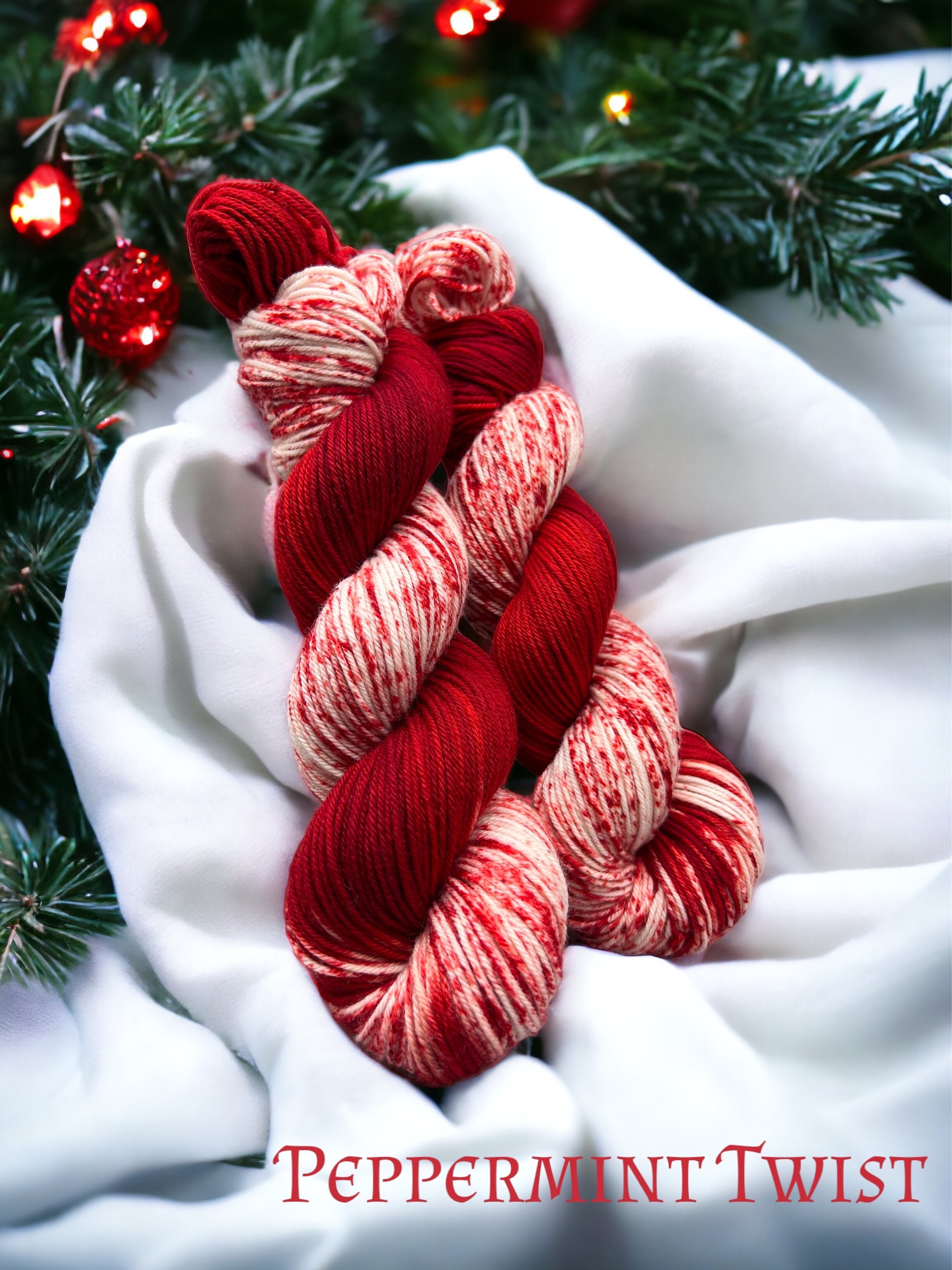 Peppermint Twist Hand Dyed Yarn: Christmas Red Speckles