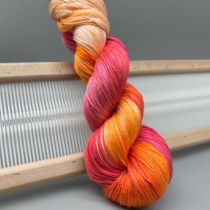 Sherbet ~ hand dyed yarn - pure silk - sock / fingering - pink / orange yarn - ready to ship - mulberry silk