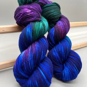 Nebula hand dyed yarn lace / sock / fingering / sport / dk / worsted / aran / bulky yarn / super bulky blue / purple yarn variegated image 5