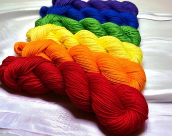 Rainbow Collection Hand Dyed Yarn Set: , Knit Gift