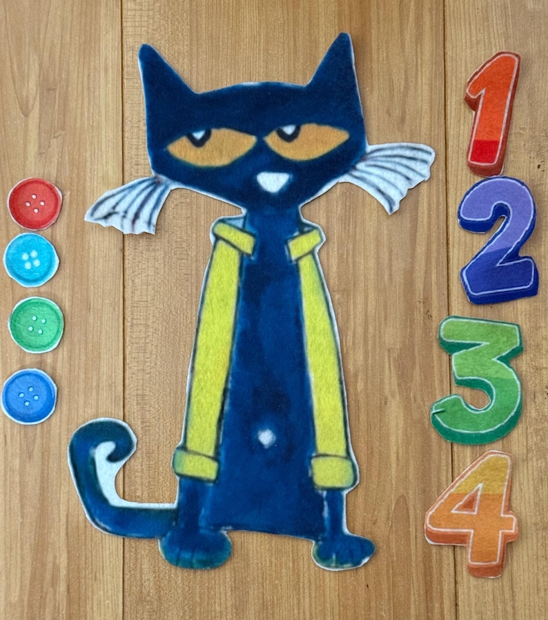 Pete the Cat and His Four Groovy Buttons Felt Pieces - Etsy