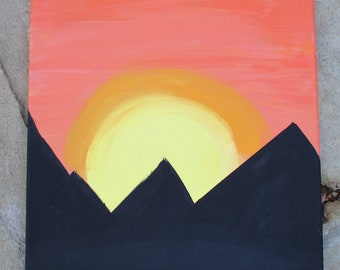 ORIGINAL Sonnenuntergang Berge Silhouette | HaileysAwesomeArt