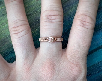 Simple Clasp Illusion Ring. Handmade with Rose Gold Filled Wire. Size 8