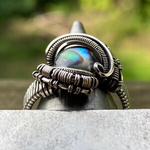 Handmade Abalone Ring. Wire Wrapped in Sterling Silver. Size 8