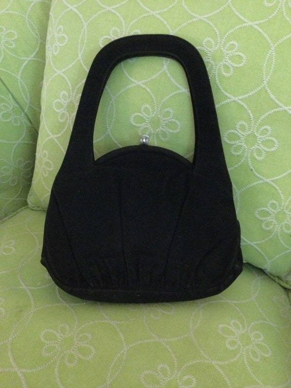 Dofan Vintage Black Suede Handbag, French Black D… - image 6