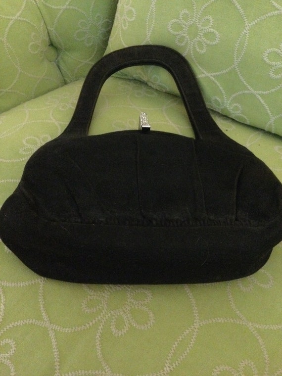 Dofan Vintage Black Suede Handbag, French Black D… - image 3