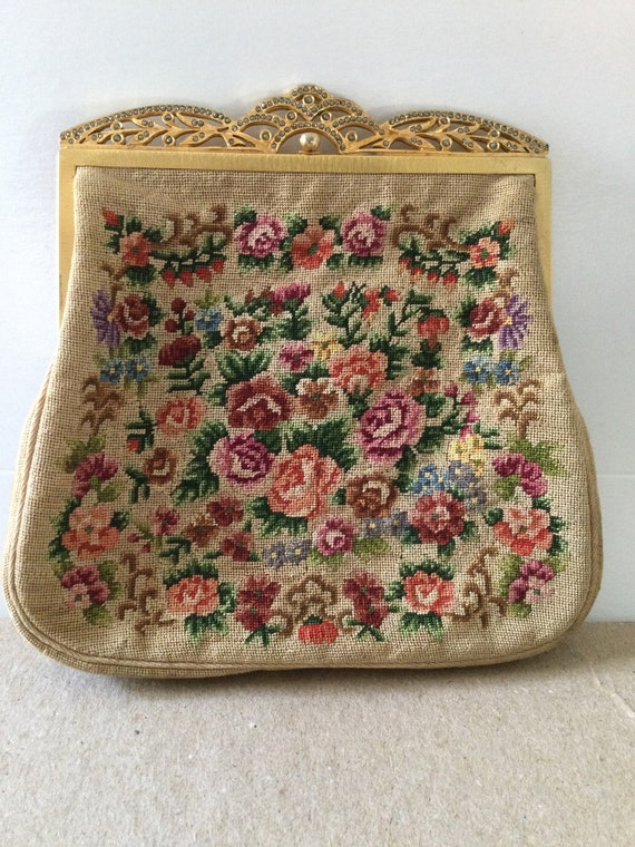 Vintage Petit Point Walborg Evening Bag, Handmade 